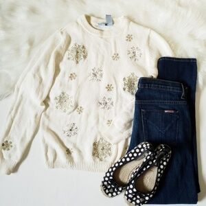 Embellished Holiday Edition Long Sleeves Sweater M